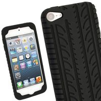 iGadgitz U2093 Tyre Tread Skin+Screen Protector Suitable for Apple iPod Touch 5th 6th 7th Gen -Black