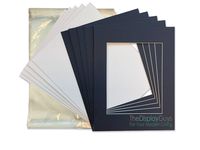 THE DISPLAY GUYS 8x10 Pack of 25 Textured Dignity Blue Picture Photo Matting Mat Boards + Backing Boards + Clear Plastic Bags Complete Set