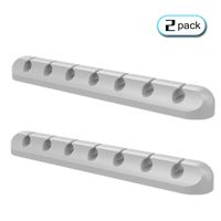 MultiLux Cable Clips Cord Management Organizer - Adhesive Hooks, Wire Cord Holder for Power Cords Charging Accessory Cables, Mouse Cable, PC, Office and Home (2-Pack, 7 Channel)