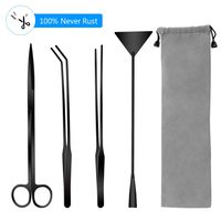 Liveek Aquarium Aquascape Tools Kits, 4 in 1 Anti-Rust Aquatic Plant Aquascaping Tool Stainless Steel Black Tweezers Scissors Spatula for Aquarium Tank Clean Fish Tank Aquascape Tools Sets (Black)