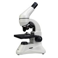 AmScope M120B-2L-PB10 Compound Monocular Microscope, WF10x and WF20x Eyepieces, 40x-800x Magnification, Brightfield, Upper and Lower LED Illumination, Plain Stage, Includes Blank and Prepared Slides, and Introductory Microscopy Book