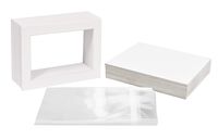 Golden State Art, Pack of 25, 5x7 White Picture Mat Full Set - Fit 4x6 Photo/Print - High Premier Acid Free Bevel Pre-Cut White Core Mattes - Includes 25 Backing Backer Board & Clear Bags