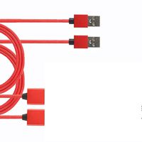 [2-Pack 2.6ft] DR Magnetic USB Charger Cable, Double-Braided Nylon Fast Charging Cable. (Red)