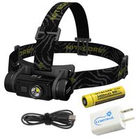 Nitecore HC60 Rechargeable Headlamp 1000 Lumen LED Light Bundle with a Lumintrail USB Wall Adapter