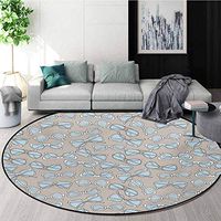 RUGSMAT Retro Modern Machine Washable Round Bath Mat,Vintage Hipster Glasses Pattern On Polka Dots Backdrop Eyesight Optic Design Non-Slip Soft Floor Mat Home Decor,Diameter-39 Inch