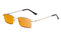 Eyekepper Blue Light Blocking Reading Glasses with Orange Tinted Filter Lens for Night Use - Memory Titanium Bridge Computer Readers Women Men -Gold +1.75
