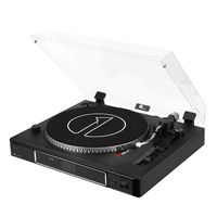 1byone 3 Speed Semi Automatically Belt Driven Turntable with Magnetic Phono Cartridge, Adjustable Counterweight, USB Vinyl to MP3 Record Player