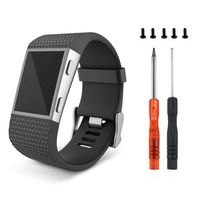 Newest Colorful Flower Fitbit Surge Bands，Soft Silicone Band with Metal Buckle Bracelet Strap Replacement Band for Women Men Girls Replacement Accessories Fitness Wristband Sport (L, Black)