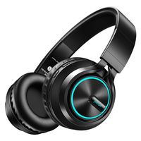 Picun Wireless Headphones [Up to 20 Hrs] Over Ear with Cool & Romantic LED Light, HiFi Stereo Folding Wireless Headphones with HD Mic, Snug Earmuffs, TF Slot & Wired Mode for PC Cellphone (Black)