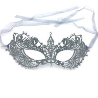 iMapo Masquerade Mask with Rhinestones, for Mardi Gras Masks for Women Lady, Halloween Christmas Cosplay Venetian Party Prom Ball Lace Eye Masks - Silver
