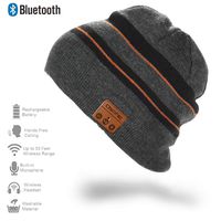 HONGYU Fashion Bluetooth Beanie Music Hat Wireless Smart Beanie Music Cap with HD Stereo Speaker,Built-in Mic Noise Cancelling Microphone for Running Skiing Skating (Black Gray)