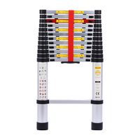Telescoping ladder 12.5FT Aluminum telescopic Extension Multi Purpose Ladder with Spring Loaded Locking Mechanism EN131 Non-Slip 330 lbs Max Capacity