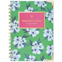 Simplified 2019-2020 Academic Year Weekly & Monthly Planner, Small, 5-1/2" x 8-1/2", Hardcover, Green Floral (EL202-200A)