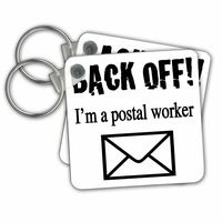 3dRose Back Off I'm a Postal Worker Key Chains, 2.25" x 2.25", Set of 2 (kc_171999_1)