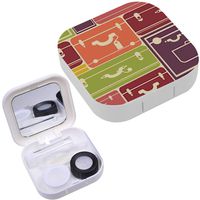 Portable Contact Lens Case Box Travel Kit Mirror + Bottle + Tweezers Container Holder [ Colorful Luggage ]
