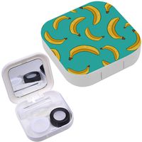 Portable Contact Lens Case Box Travel Kit Mirror + Bottle + Tweezers Container Holder [ Yellow Bananas ]