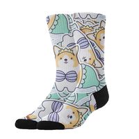 GLORY ART Unisex Funny Corgi Dogs Cozy Cotton Athletic Crew Socks Fun Cute Dress Socks,Novelty Gift Kids Teens