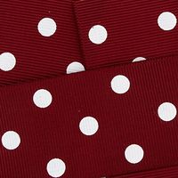 7/8" Grosgrain Ribbon White Dots 789 Maroon 25yd