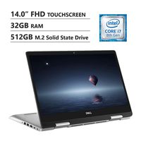 Dell 14" 2-in-1 FHD Touch-Screen Laptop, Intel Core i7-8565u, 32GB Memory,512GB PCIe SSD, Media Card Reader, Webcam, Wireless-AC, Bluetooth, Win10 Home, Silver