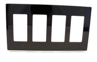 Leviton 80312-SE 4-Gang Decora Plus Wallplate Screwless Snap-On Mount, Black