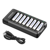 AAA Rechargeable Batteries 8 Pack, POWEROWL1000mAh High Capacity Low Self Discharge Ni-MH Batteies with Smart 8 Bay Battery Charger (USB Fast Charging, Independent Slot)