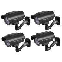 uxcell Fake Security Camera Solar Powered Dummy CCTV Surveillance System with Blinking Red LED Warning Light, Sticker for Home Outdoor Indoor Black 4pcs
