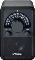 Sangean WR-15BK AM/FM Table Top Wooden Radio, Black Leatherette