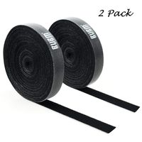 Security Reusable Fastening Tape Cable Ties Nylon Cord Fastening Wraps Straps, 20 Feet, DIY Length-Black (2 Pack) (black) (black)
