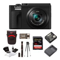 Panasonic LUMIX ZS80 24-720mm Travel Zoom Lens Digital Camera (Black) Bundle with Panasonic DMW-ZSTRV Travel Pack, 32GB Extreme Pro and Camera Accessory Bundle