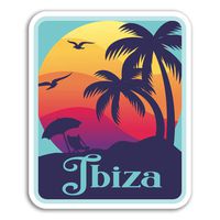 2 x 10cm Ibiza Vinyl Stickers - Sunset Cool Travel Sticker Laptop Luggage #18187 (10cm Tall)