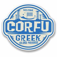2 x 25cm/250mm Corfu Greece Vinyl Sticker Decal Laptop Car Travel Luggage Label Tag #9670