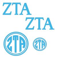 Zeta Tau Alpha Decal Kit for Laptop, Car, Yeti, Water Bottle (Ice Blue)