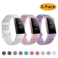 NANW Bands Compatible with Fitbit Charge 3, 3-Pack Silicone Sports Band Breathable Replacement Wristbands Strap Bracelet Bands for Women Men Woven Small Large