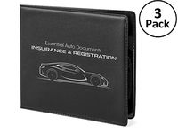AUTOSTYLE Car Insurance and Registration Card Holders - Premium Wallets for Essential Automobile Documents, Black, 3 Pack