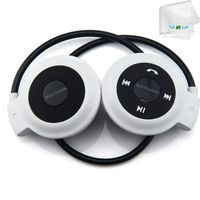 Bluetooth Headset Wireless Headphone Running Sport Earpiece Stereo Bluetooth Earphones Hands-free Call with Mic Tf Card Slot Compatible with Android Smart Phones iPad PC Bluetooth Device White