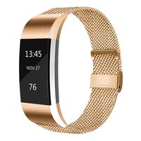 AK Replacement Bands Compatible with Fitbit Charge 2 Bands, Stainless Steel Bands Adjustable Accessory Wristband for Charge 2 Bands (No Tracker) (Large, 04 Rose Gold)
