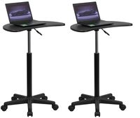Flash Furniture Height Adjustable Mobile Laptop Computer Desk with Black Top (Pack of 2)