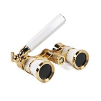 Kingscope 3X25 Vintage Opera Glasses Binoculars for Theater Musical Concert (Lorgnette, White, with Handle)