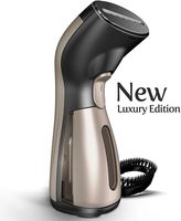 Steamer for Clothes [Luxury Edition] Powerful Dry Steam. Multi-Task: Fabric Wrinkle Remover- Clean- Refresh. Handheld Clothing Accessory. for All Kind of Garments. Home/Travel [MS208 Gold] - 220V