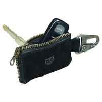 Leather Car Key Holder/Headphone & Charging Cables/Memory Cards/Flash Drives/Cash Zipper Case with Clasp Handmade by Hide & Drink :: Charcoal Suede