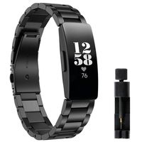 Valchinova Compatible with Fitbit Inspire Band Replacement Women Premium Stainless Steel Metal Inspire HR Bracelet Wristband Strap Accessory (Black)