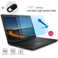 2PC 17.3 Inch Anti Blue Light Laptop Screen Protector, Anti Glare Screen Protector Filter Eye Protection Blue Light Blocking Screen Protector for 17.3" Display 16:9 with Webcam Cover