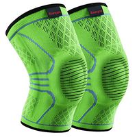 Kuangmi Knee Brace Compression Sleeve Support for Running,Jogging,Basketball,Joint Pain Relief,Arthritis and Injury Recovery (Upgrade Green, Medium (Pack of 2))