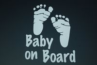 Five STAR SUPPLY Baby On Board Feet Sticker Vinyl Decal Choose A Size & Color!! Car Window Laptop Funny Caution Baby in Car (V526) (7" X 5.5", Pink)