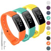 GVFM Compatible with Fitbit Inspire/Inspire HR Bands, Adjustable Soft Silicone Bracelet Accessories Sport Strap for Women Men Wristbands (Large: 6.7-8.1 inch, 3-Teal,Orange and Yellow)