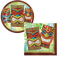 Tiki Time Luau Party Supply Pack. Bundle Includes Plates and Napkins for 50 Guests