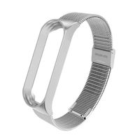 Eachbid Watch Band Stainless Steel Screwless Smart Watch Wrist Strap Wristband Bracelet Replacement Fit for Xiaomi MI Band 3 4 Smart Watch Miband Silver