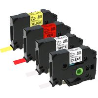 Compatible P Touch TZe Label Tape 12mm 0.47 Inch Laminated TZe-131 TZe-231 TZe-431 TZe-631 Work with Brother P-Touch PT-D210 PT-H100 PTD400AD PTD600, 4 Pack