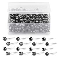 Yalis Push Pins Map Tacks 1/8-Inch Retro Metallic Color Beads Head Marking Push Pins, 4 Colors, 200-count (Metallic Black)