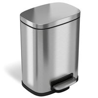 iTouchless SoftStep 1.32 Gallon Bathroom Stainless Steel Step Trash Can, 5 Liter Pedal Bin, Removable Inner Bucket, Soft and Silent Open and Close